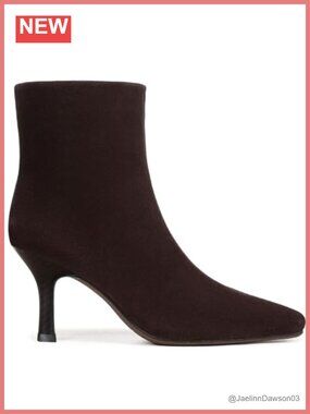 Women's Suede Ankle Boots Kitten Heel Square Toe Pull-On Booties
